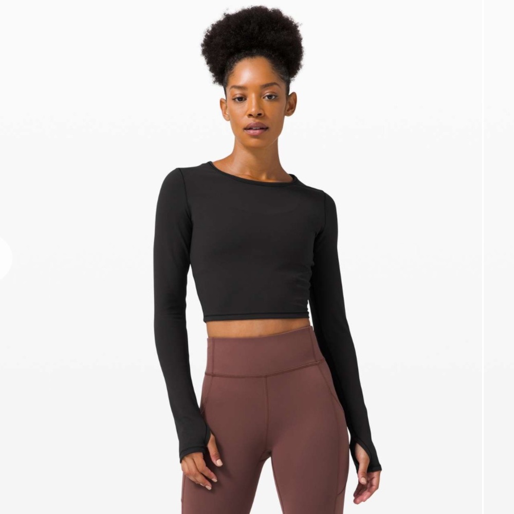Lululemon Wunder Train Cropped Long Sleeve Black size 6